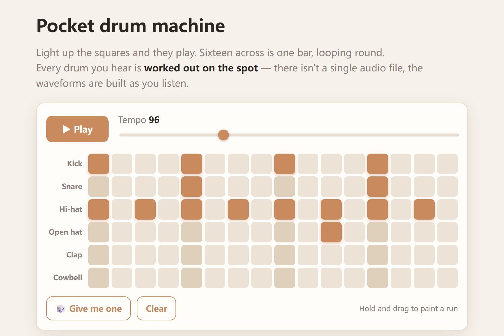 Pocket drum machine